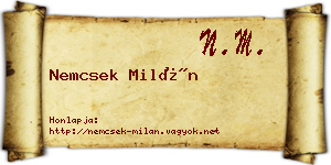 Nemcsek Milán névjegykártya